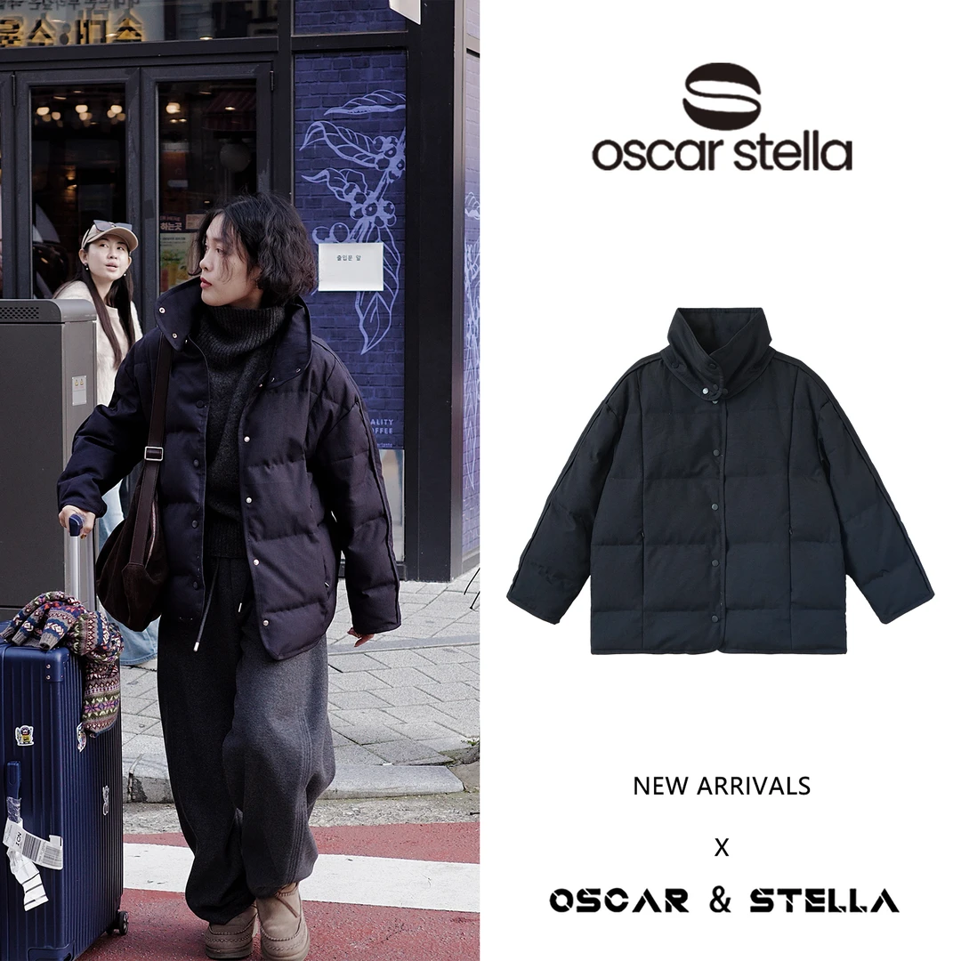 OSCAR&STELLA【黑魔方】秋冬百搭宽松白鹅绒保暖立领羽绒服41-51015