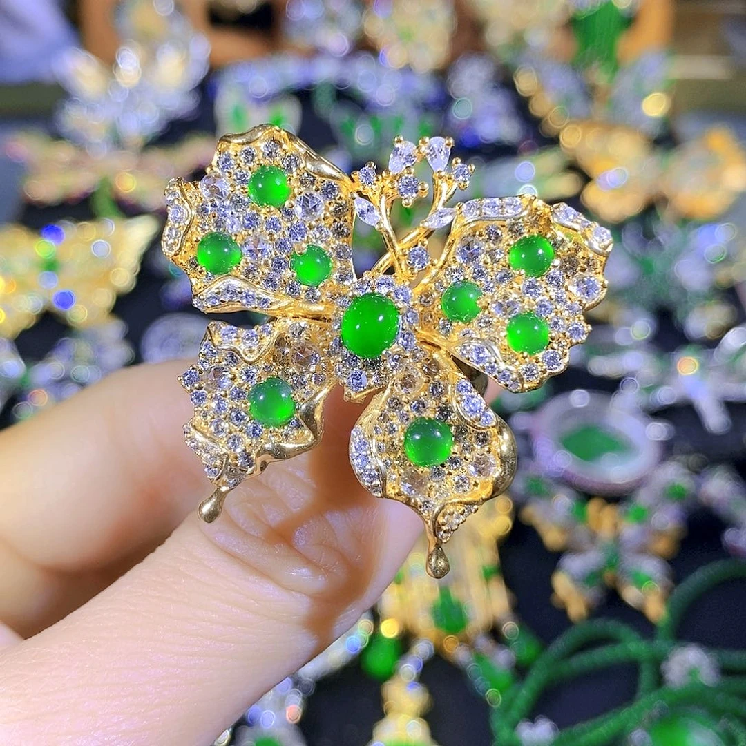 吊坠(不含链)银S925镶嵌翡翠