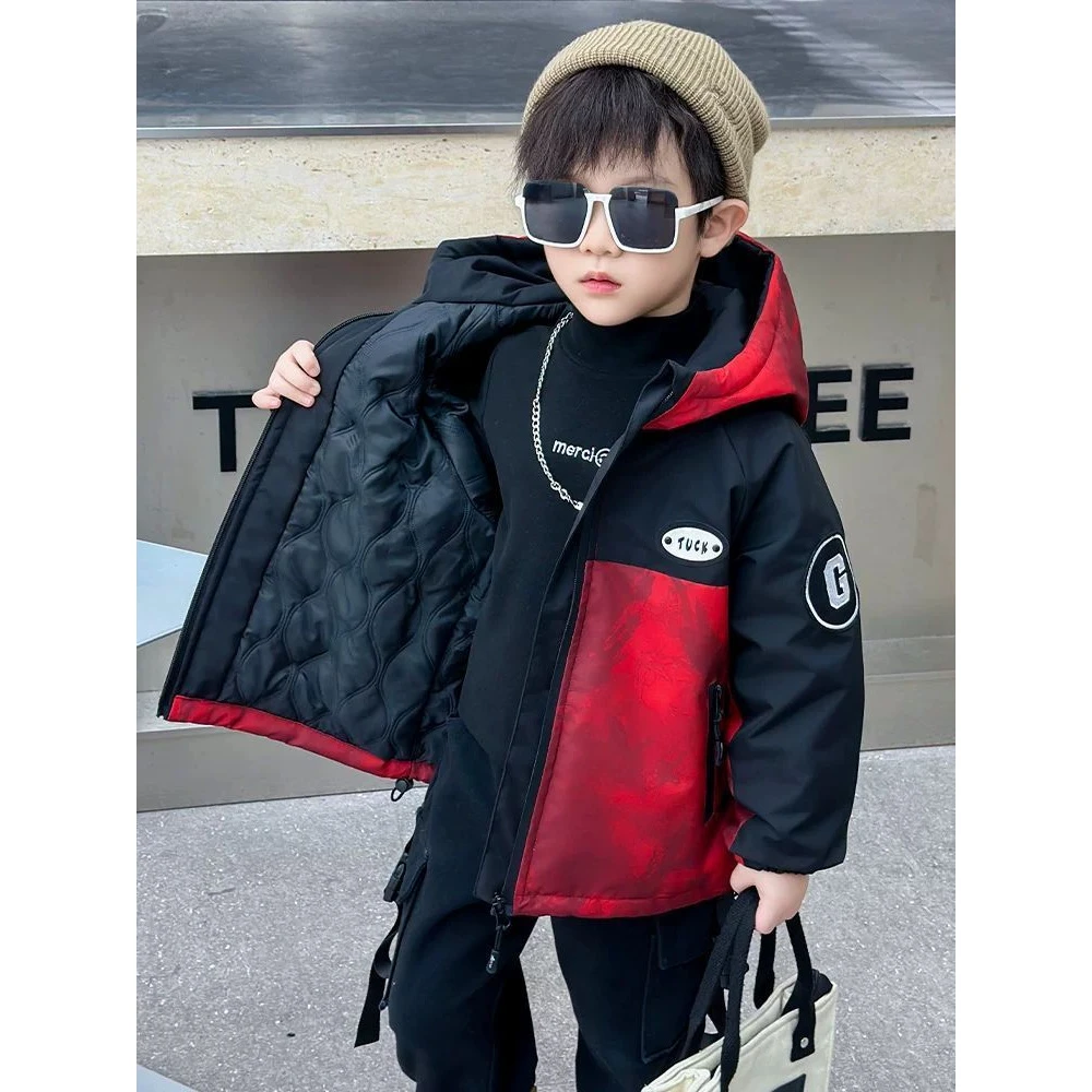 男童夹棉外套加厚秋冬款2025新款儿童夹棉棉服冬季冲锋衣童装反季