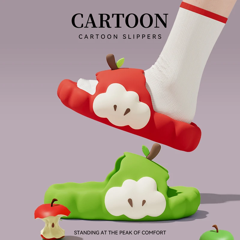 情侣居家室内防滑云朵踩屎感拖鞋2025新款夏季小苹果拖鞋女款