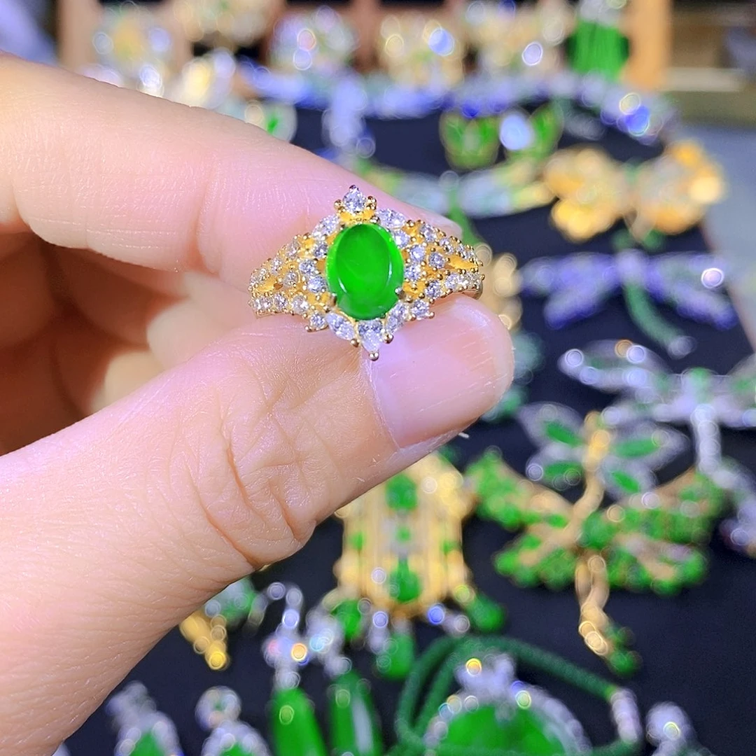 吊坠(不含链)银S925镶嵌翡翠