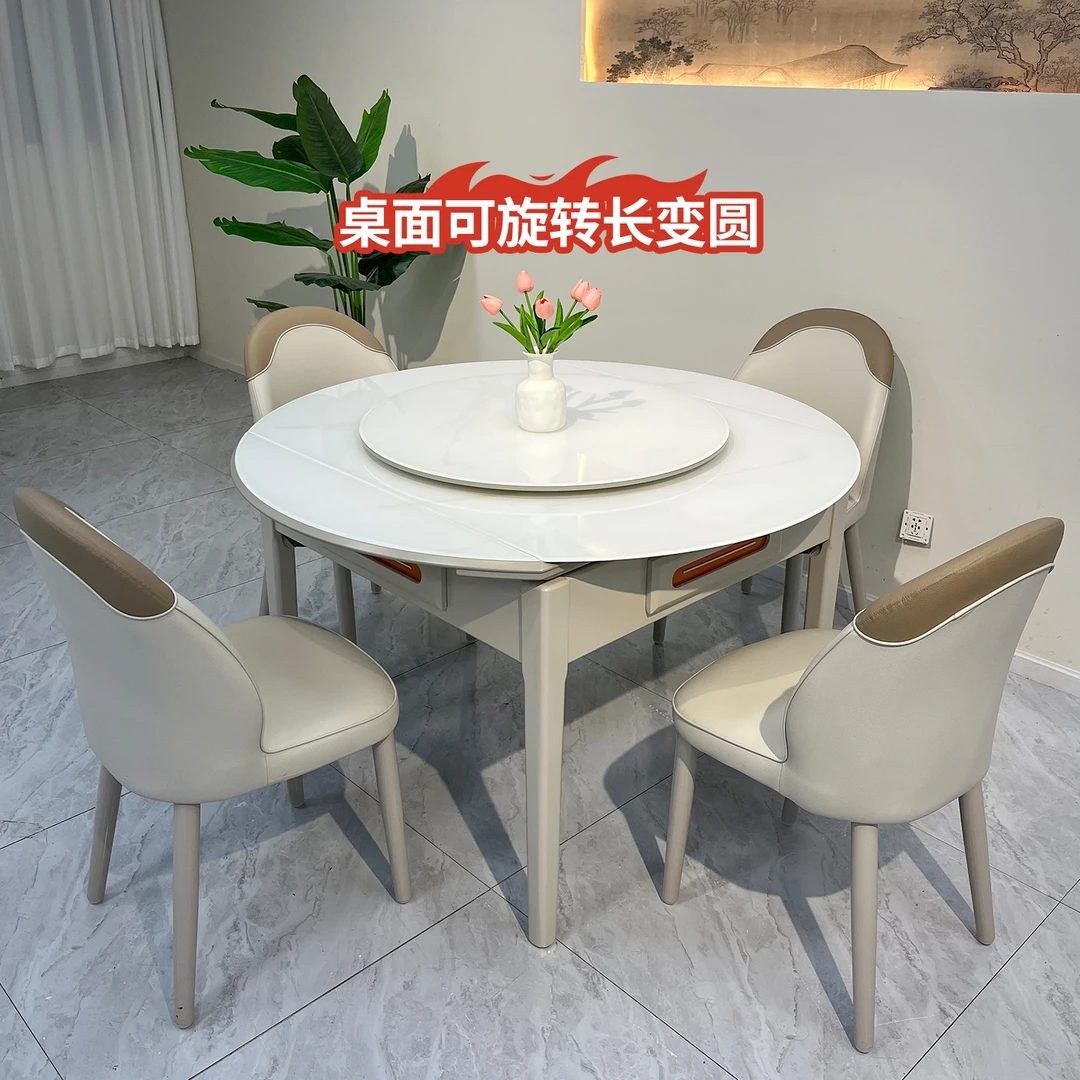 多功能实木长桌变圆桌麻将桌餐桌一体两用实木静音机麻饭桌圆桌