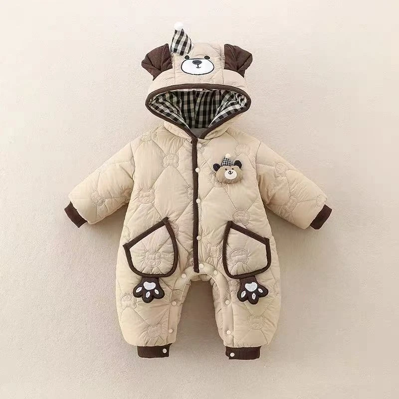 【A200-399】 婴幼儿冬季加厚外出服爬服连体保暖哈衣冬款宝宝连帽