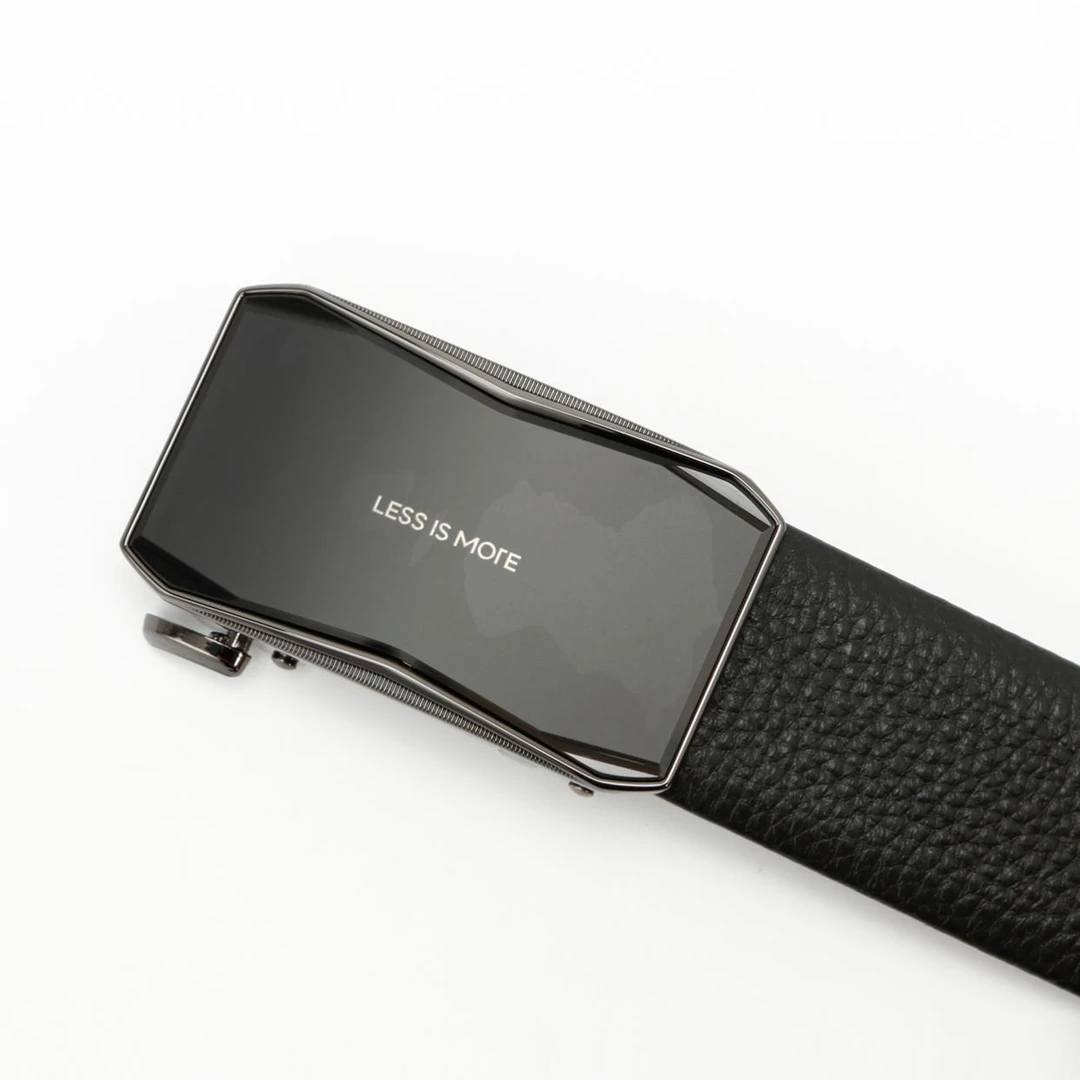 利郎【头层牛皮】男士高档时尚休闲百搭黑色潮流商务男款真皮平滑扣