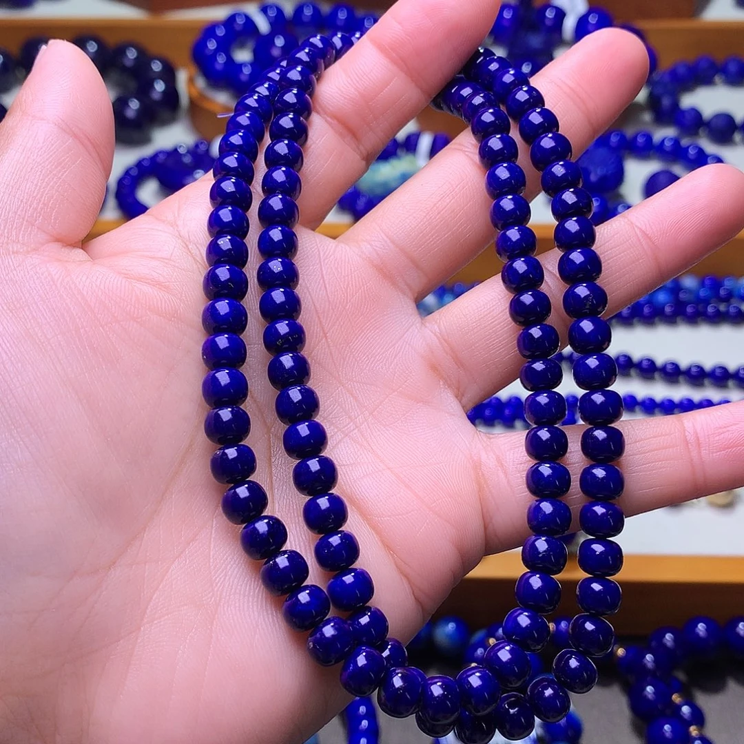 青金石未镶嵌手串6.5m高品老货特惠紫药水108佛珠3951