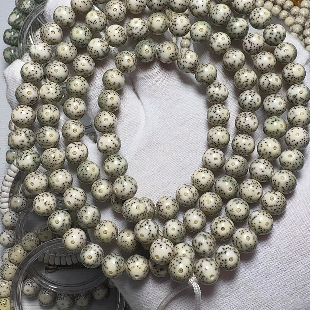 星月菩提手串原生态石玉料卡9圆珠脖挂细星