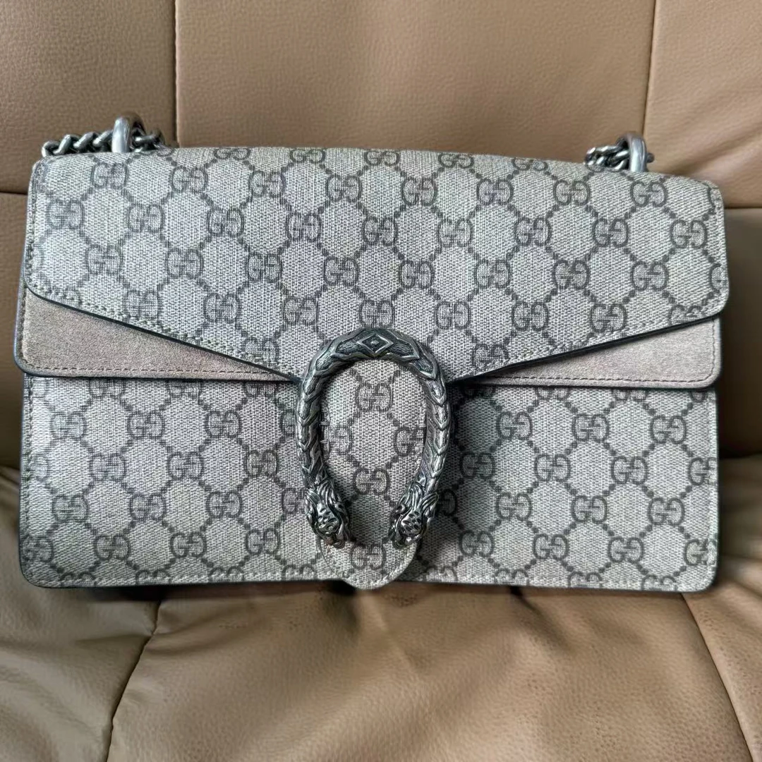95新 GUCCI/古驰 古驰咖麂酒神中号单肩包