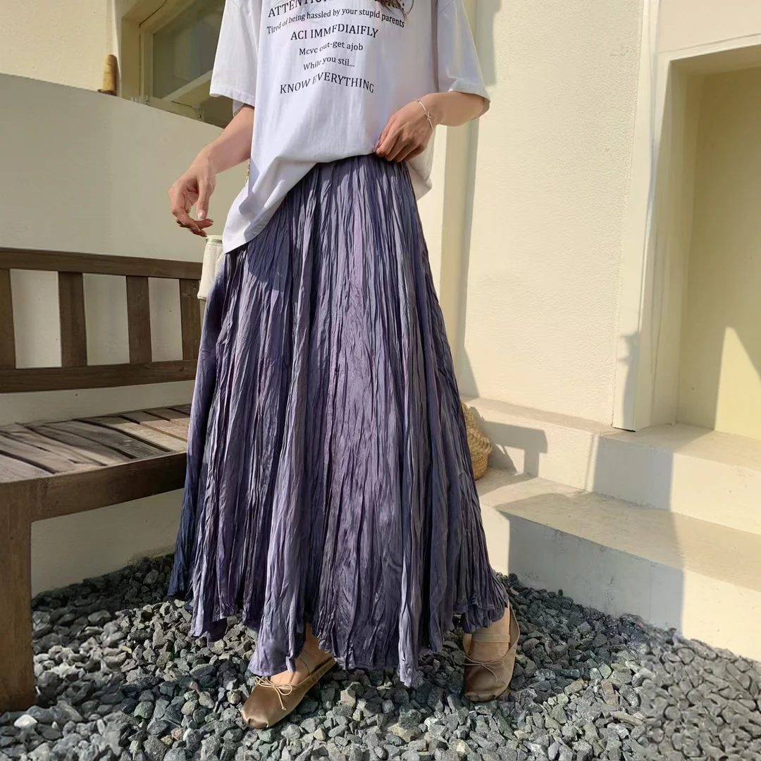 【十米大裙摆 有内衬】好品质绸缎褶皱半身裙2025春不规则大摆A字裙