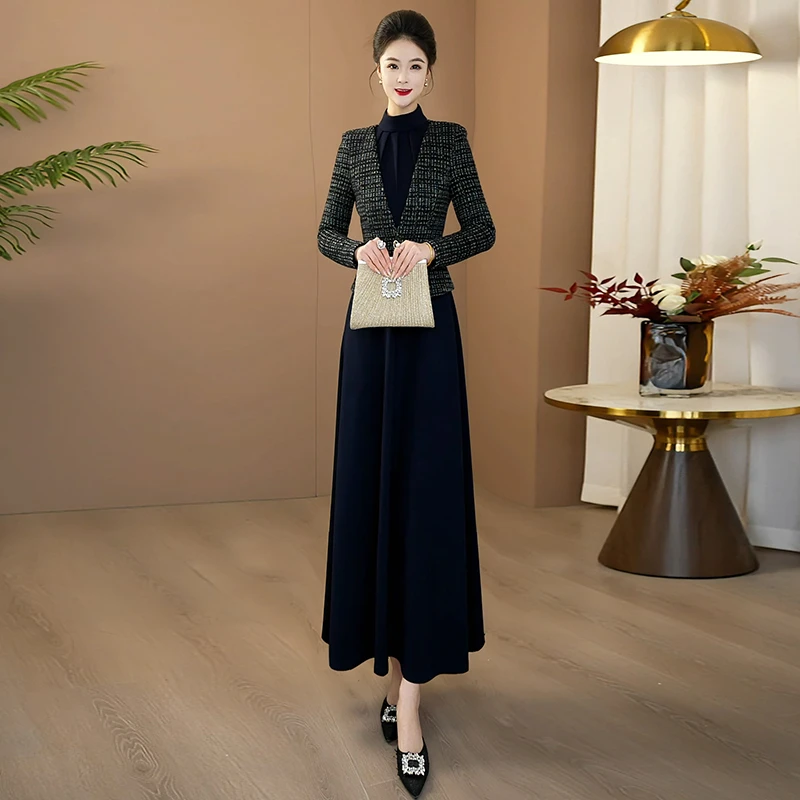 高端大气显瘦优雅连衣裙2025秋冬新款设计感修身大摆长裙236