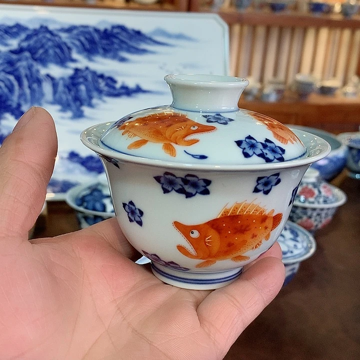 錡镇堂手工手绘盖碗
