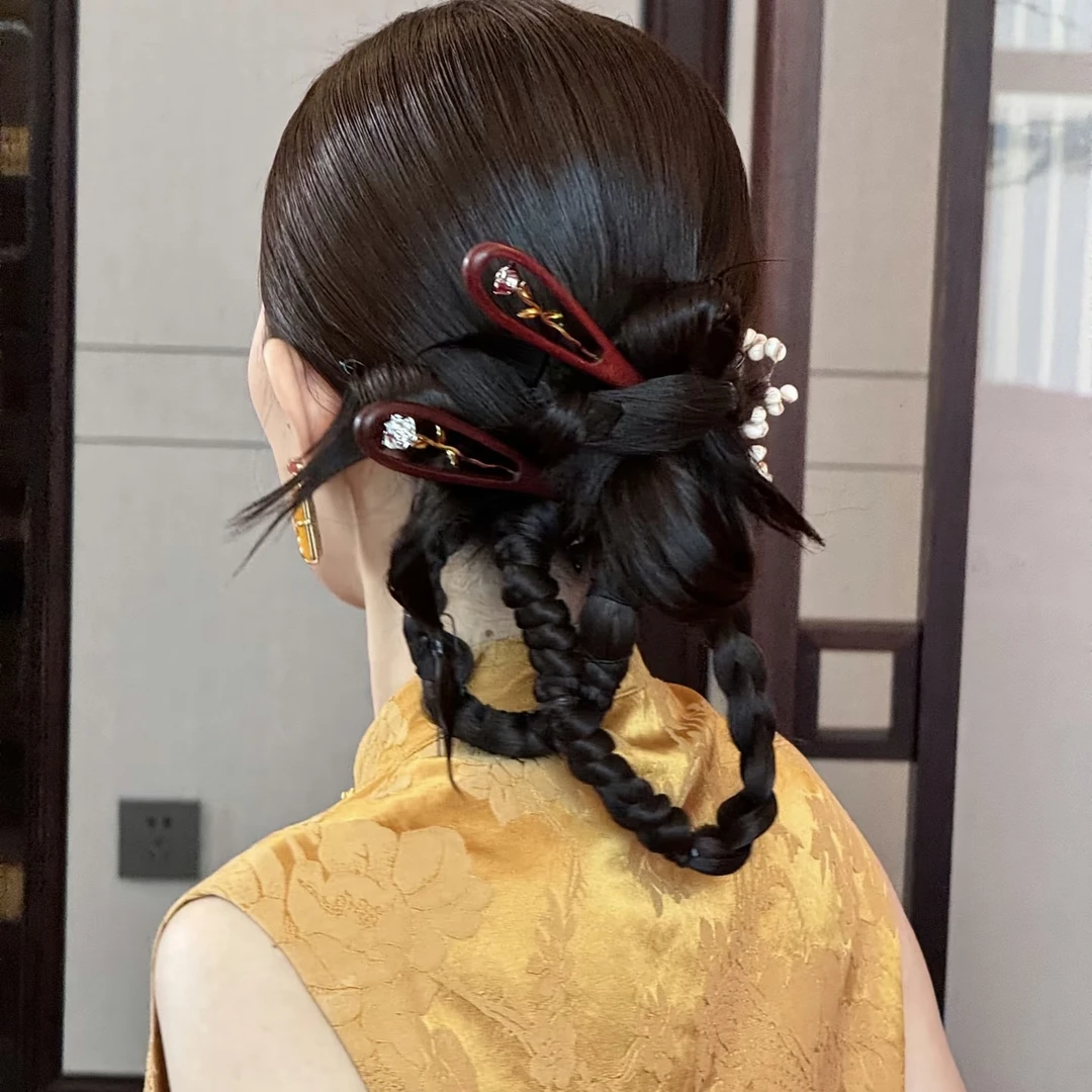 3034玫瑰空镜雕刻新娘头饰新中式盘发饰发簪