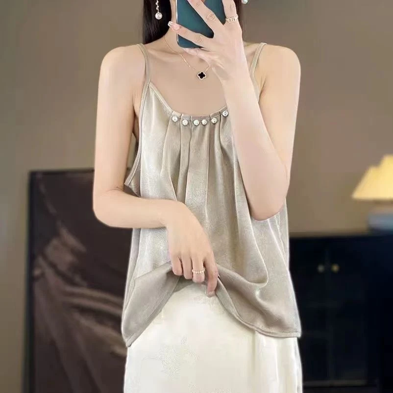 套装吊带复古宽松女士棉麻背心显瘦百搭性感风外穿