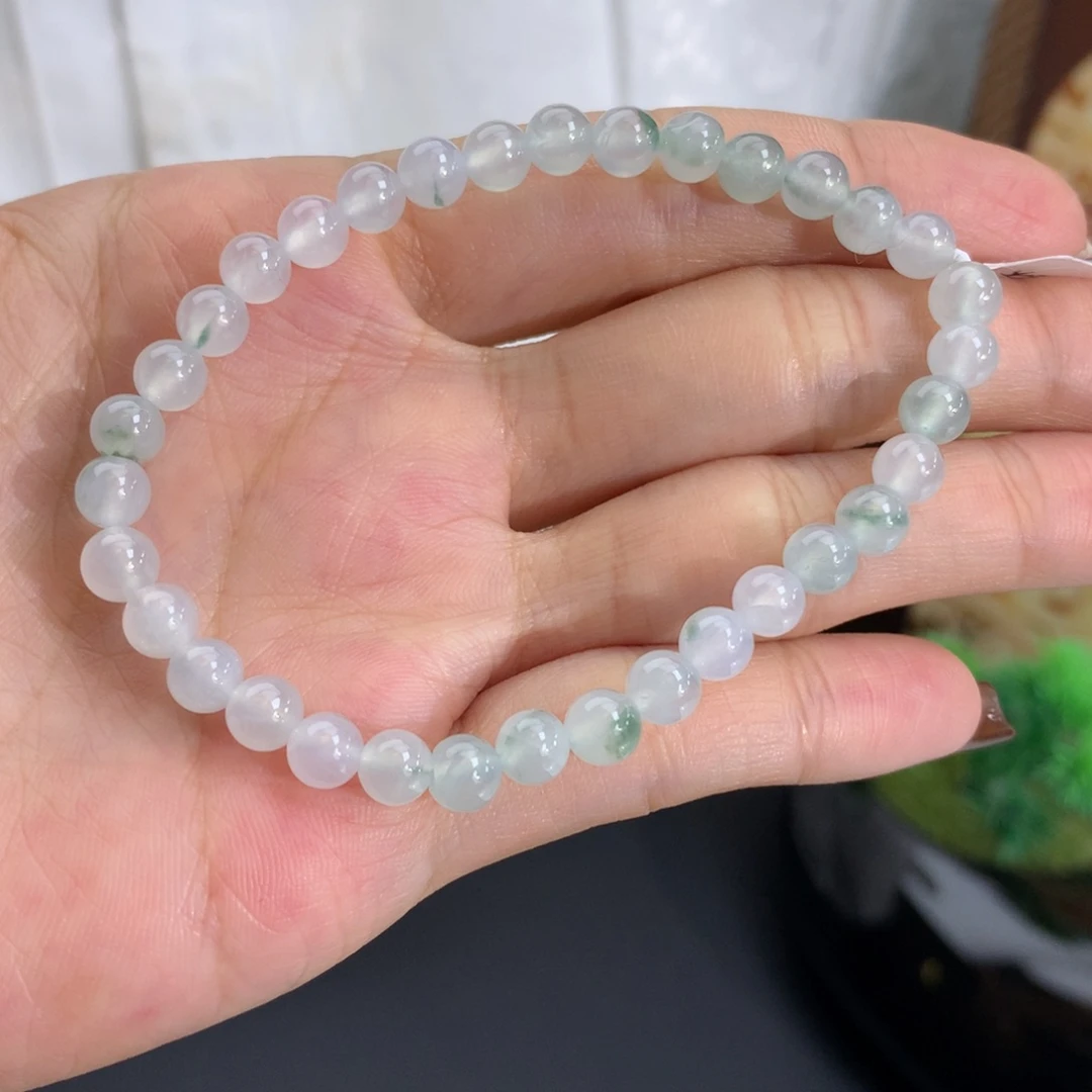 未镶嵌手串翡翠卡5.3冰胶飘花手串（有纹
