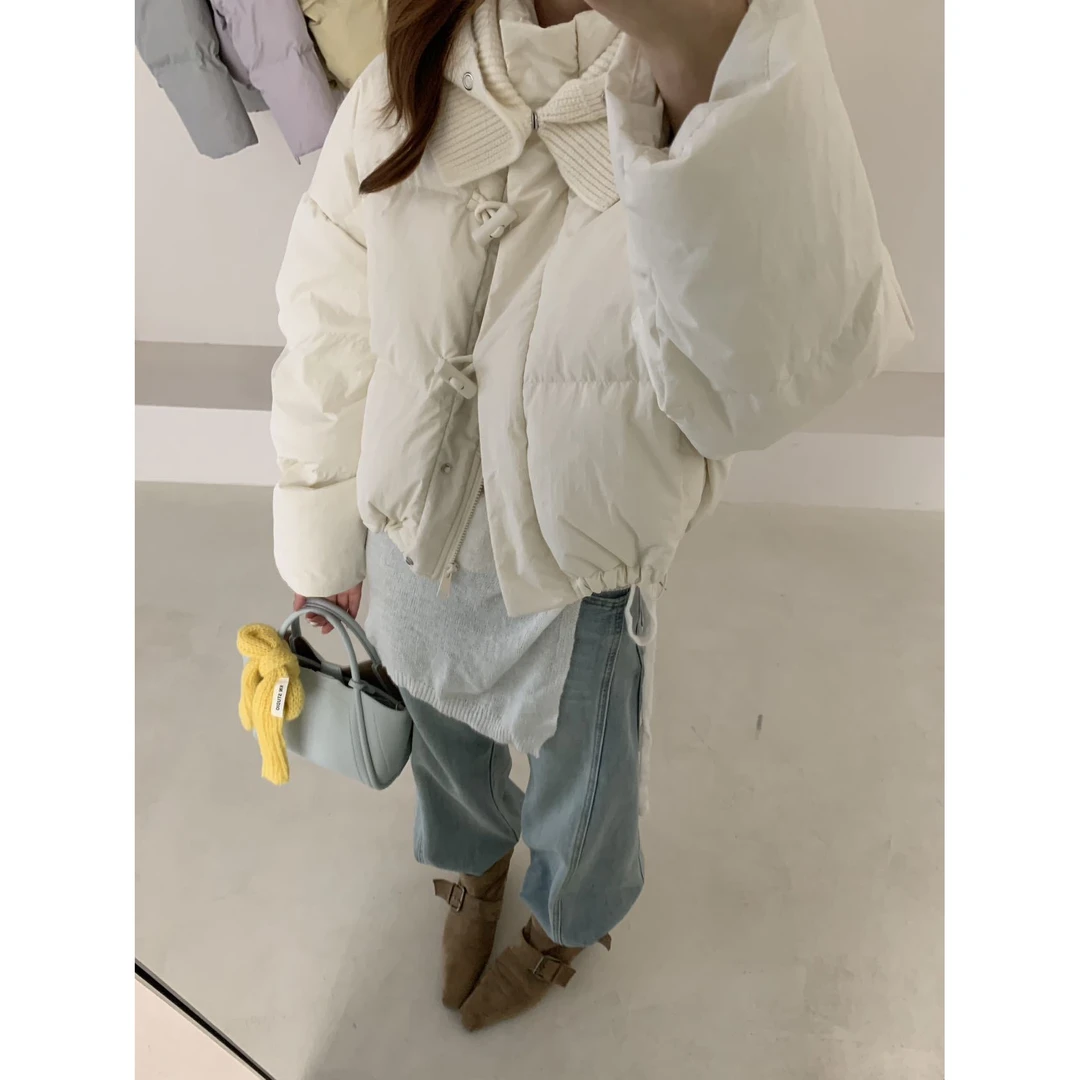 犹家服装2025年新款秋冬羽绒服短款女加厚面包服针织帽洋气韩版潮