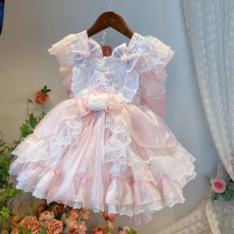 女童kitty公主裙可爱洋气生日礼服裙女孩凯蒂猫洛丽塔蓬蓬连衣裙