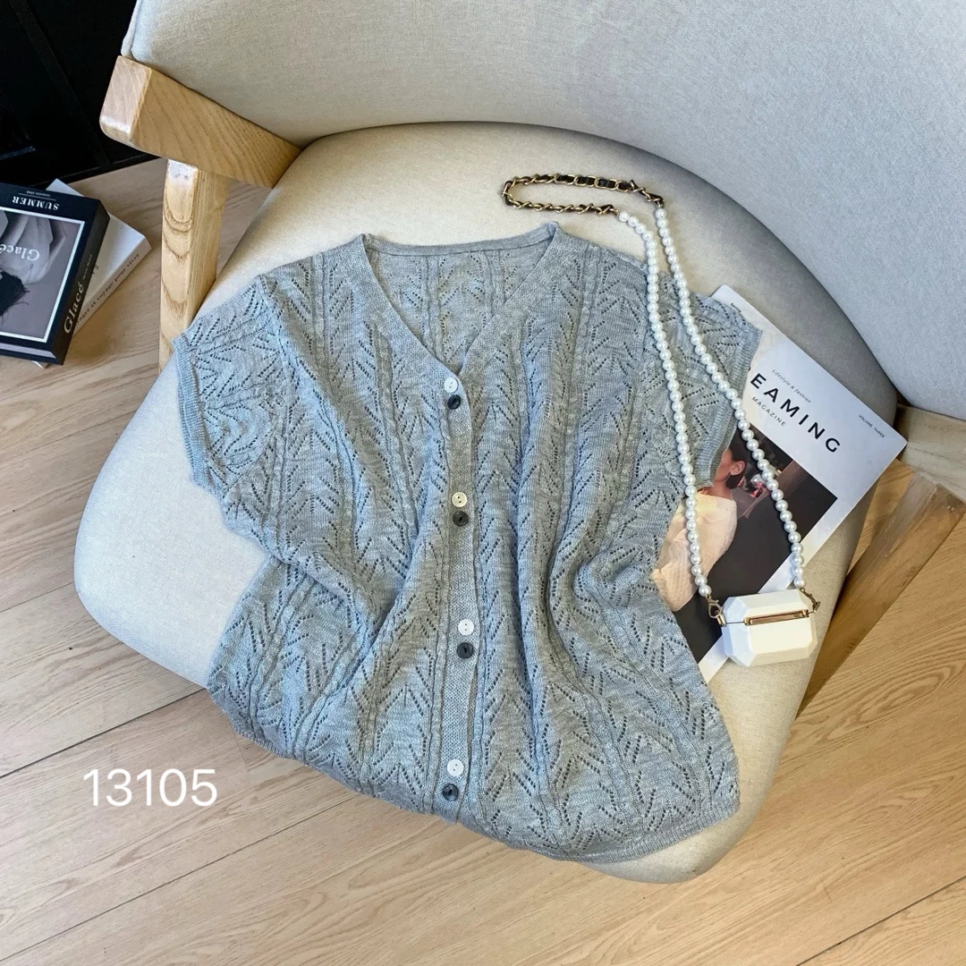 13105（部分无水洗唛，介意慎拍）CHUXUN新款镂空开衫短袖