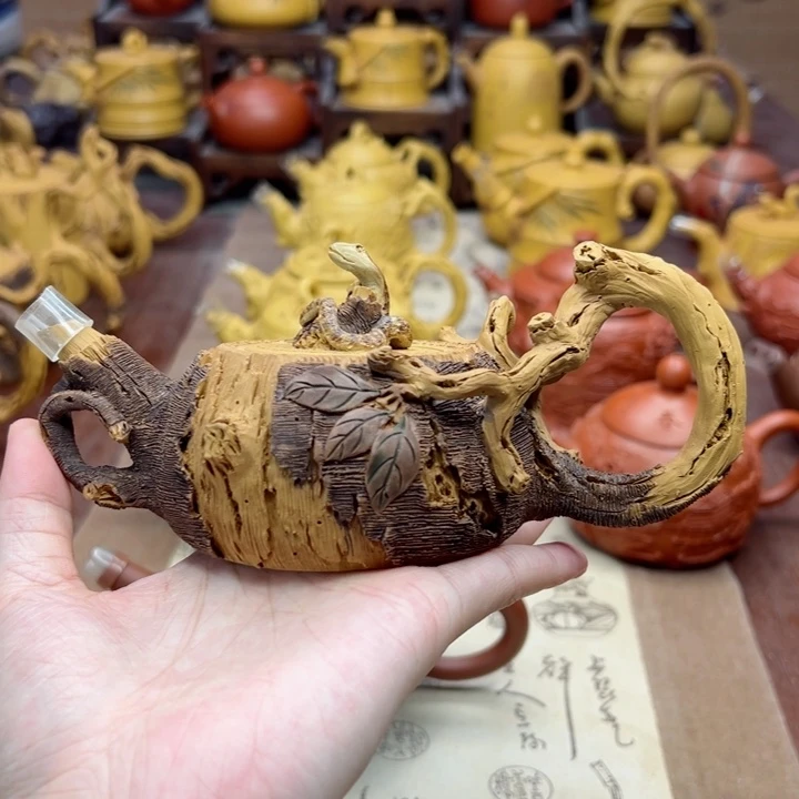 紫砂茶壶壶*枯木逢春蛇壶