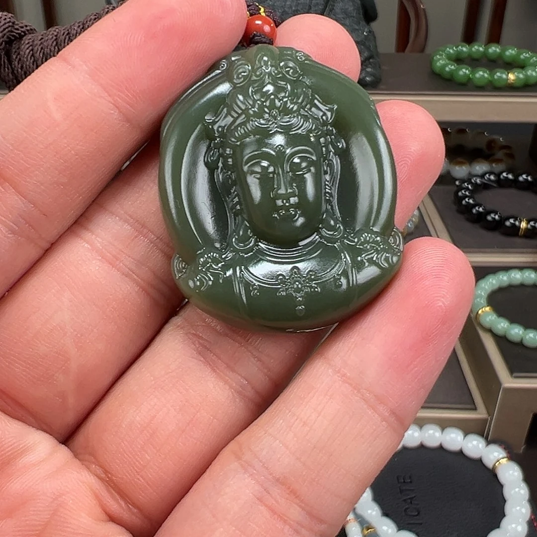 和田玉未镶嵌手链沙枣青