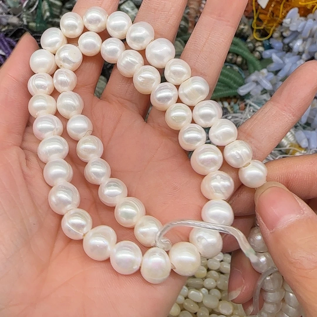 玛瑙/玉髓合金珠宝半成品淡水珍珠大卡9mm一条