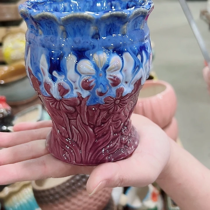 有孔.凑满10元发货多肉陶瓷花盆！