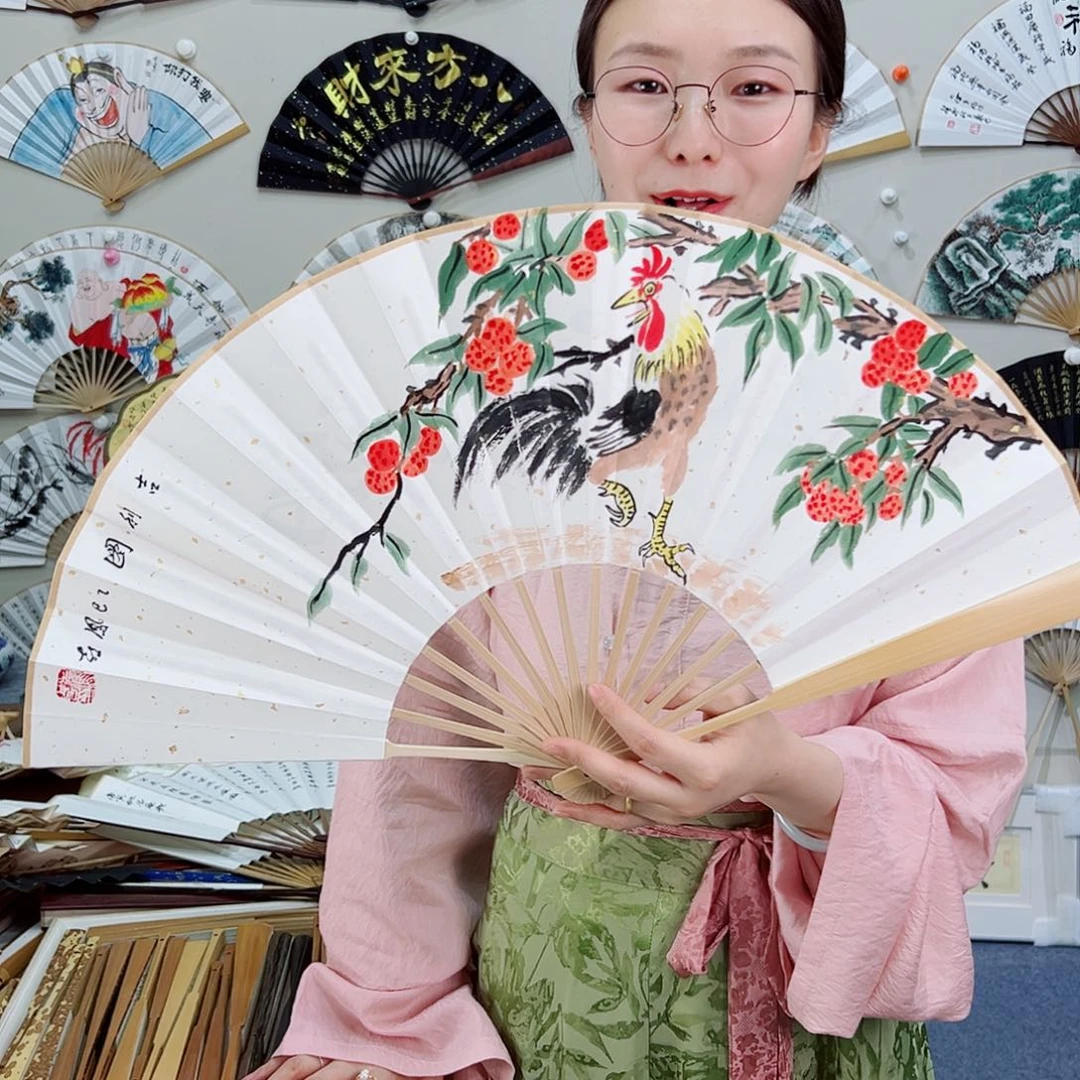 书法十寸玉竹-文玩扇-手写-粘好发出