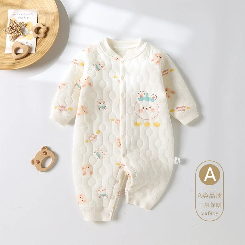 【高品质】巴拉拉婴儿连体衣秋冬季夹棉新生儿衣服宝宝保暖爬服冬款