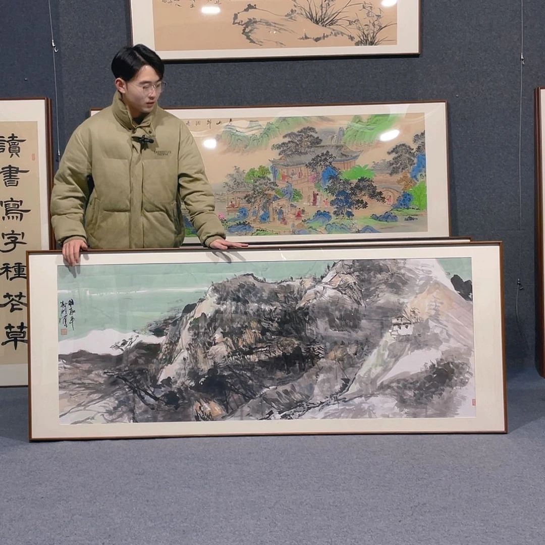 国画手绘作品带框