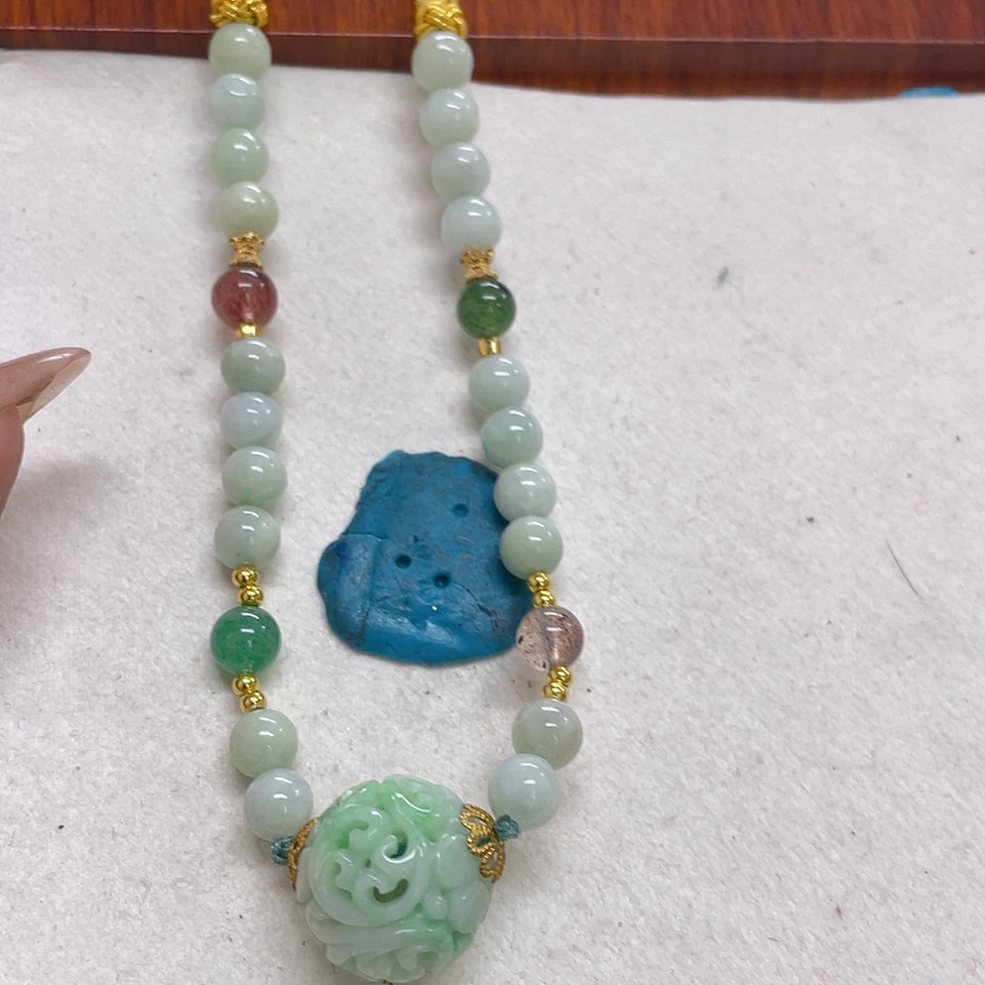 翡翠未镶嵌颈饰圆球套链