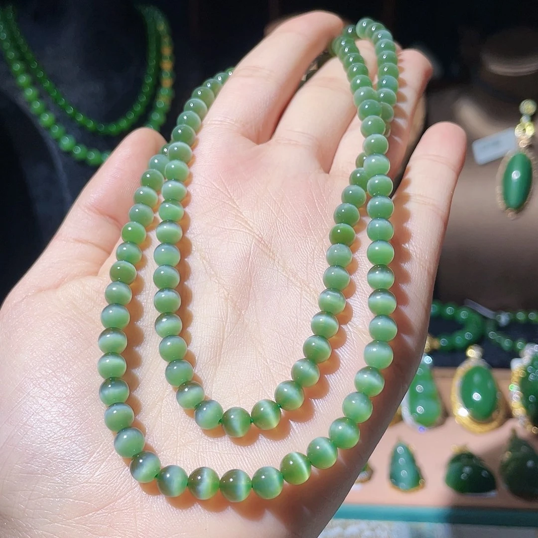 ＊****和田玉（碧玉）18K金镶嵌项链