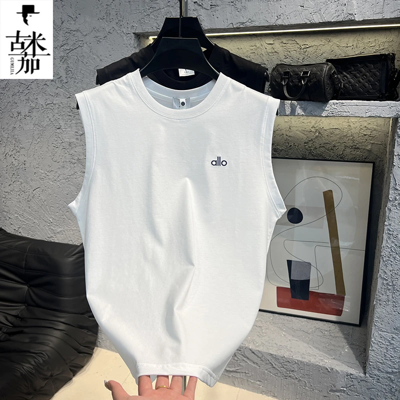 2025夏季新款男士潮流时尚圆领背心品质刺绣小标百搭休闲男装
