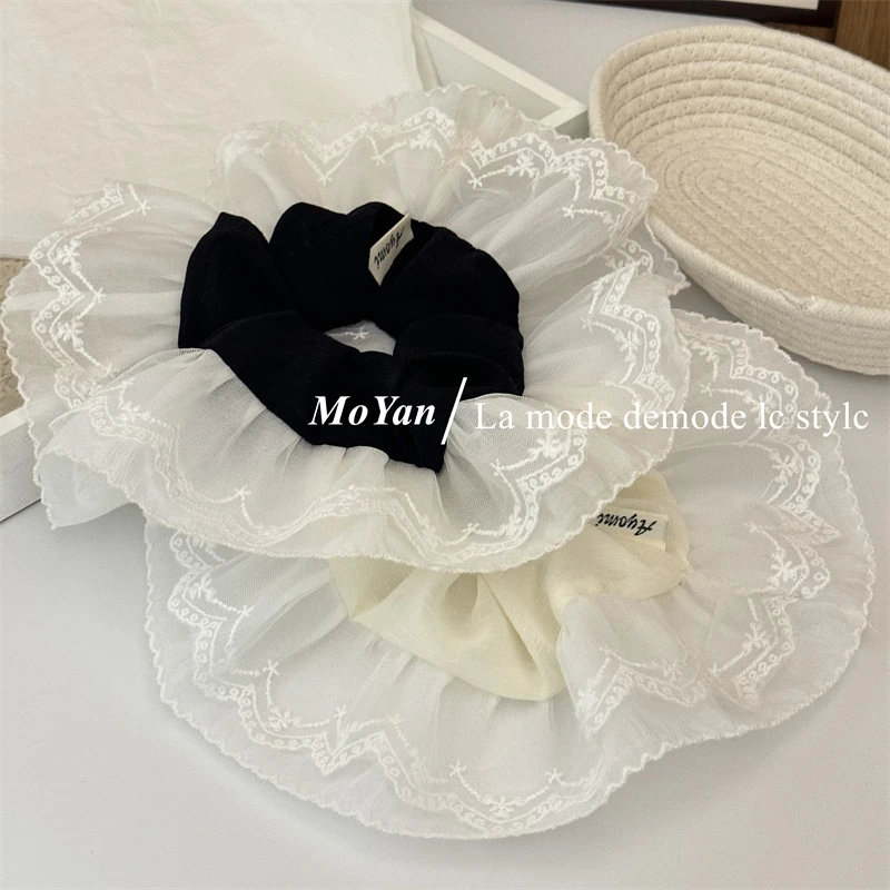高级感超大蕾丝花边大肠发圈女韩系气质扎头发头绳丸子头发绳头花
