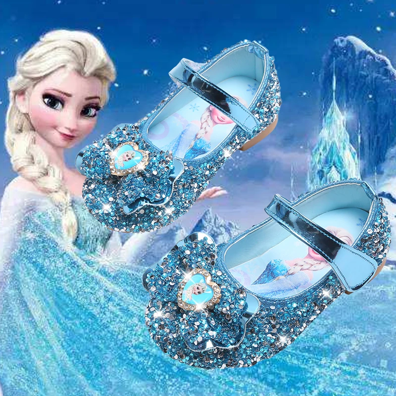 女童水晶鞋2024新款春秋儿童公主鞋小女孩冰雪奇缘爱莎鞋水钻宝宝
