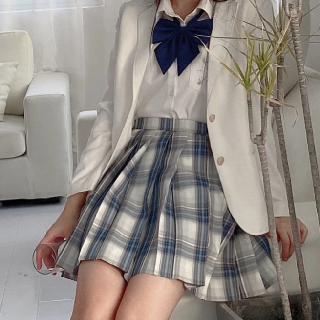 蓝莓奶茶/ 初町野原创jk制服格裙套装学院风衬衫正版百褶裙女现货
