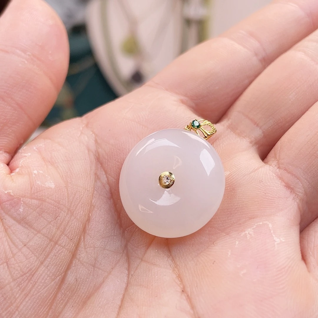 和田玉手链18K金镶嵌