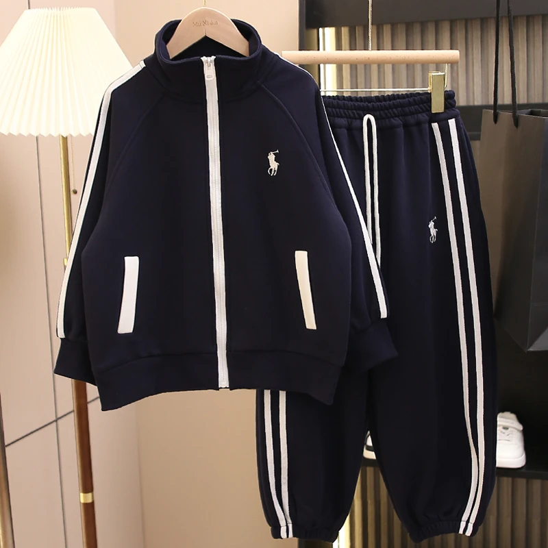 童装男童秋装套装2025新款男女童运动服立领卫衣两件套宽松帅气潮