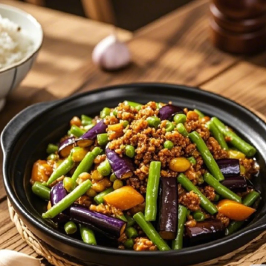 特色茄子烧豆角一份