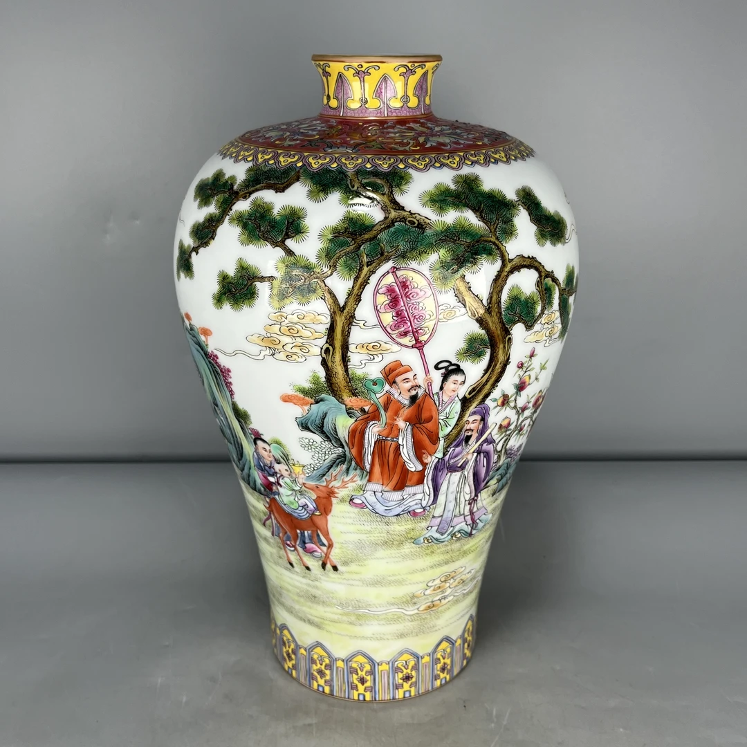 仿古瓷 仿古大清雍正年制粉彩描金人物故事梅瓶