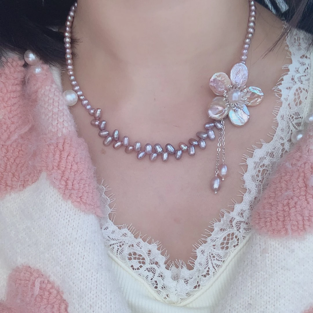 淡水珍珠银S925镶嵌耳饰