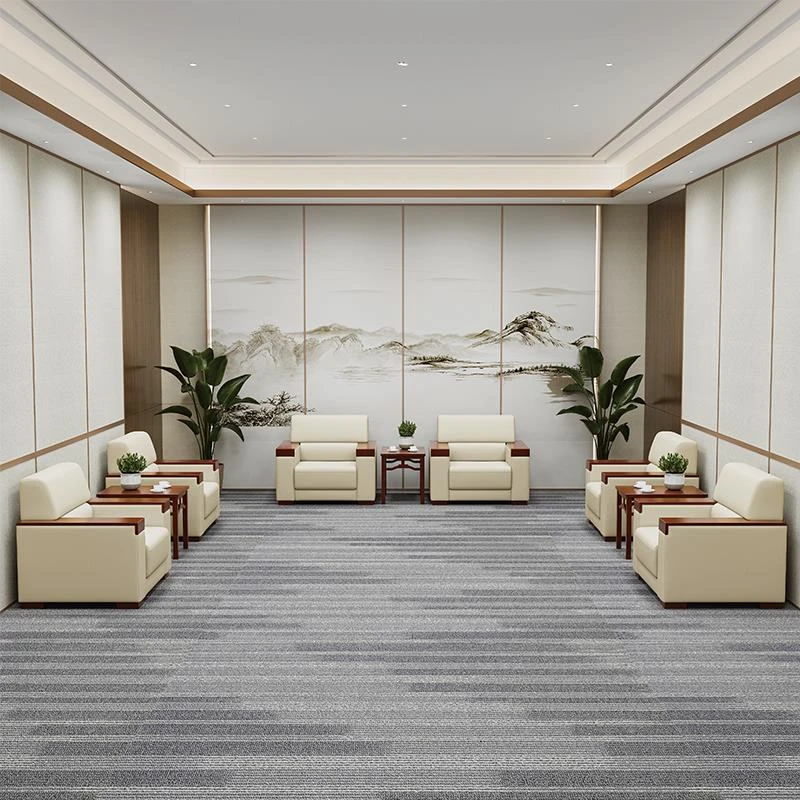 政府大厅贵宾室接待会客高档真皮单位茶几组合公司办公室会议沙发