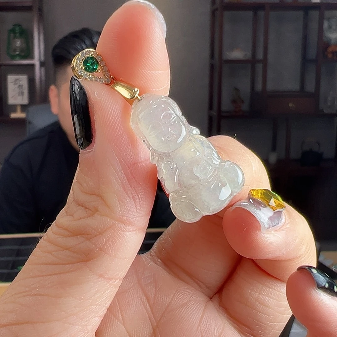 ঞ***࿐翡翠银S925镶嵌颈饰吊坠10