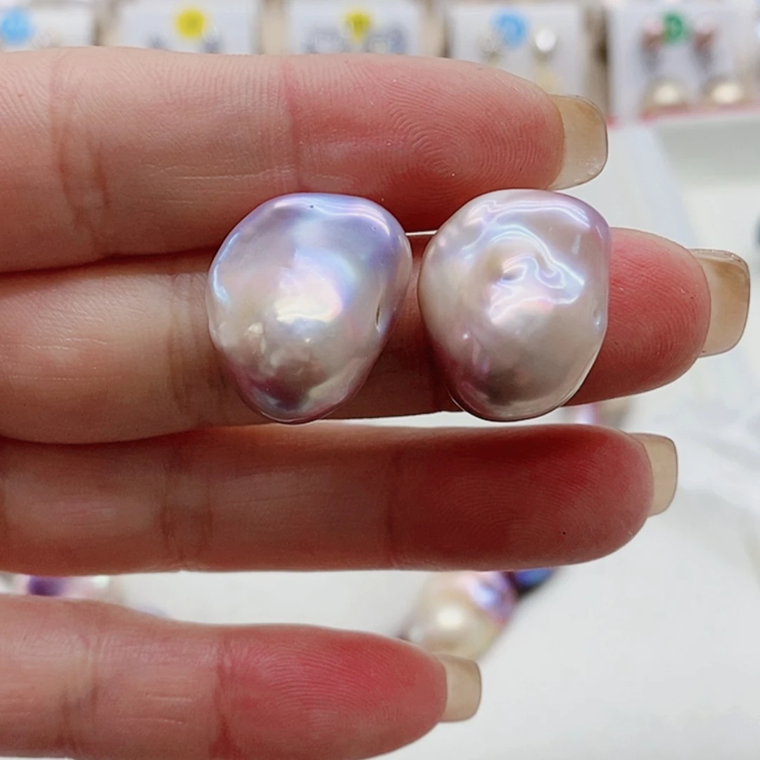 【闪购商品】淡水珍珠耳饰银S925镶嵌红