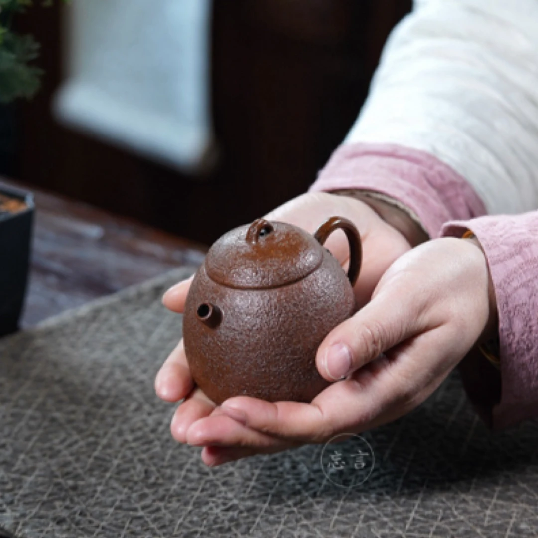 {大吉壶}宜兴紫砂手工创意秦权大吉壶复古老味家用高端柴烧复古壶