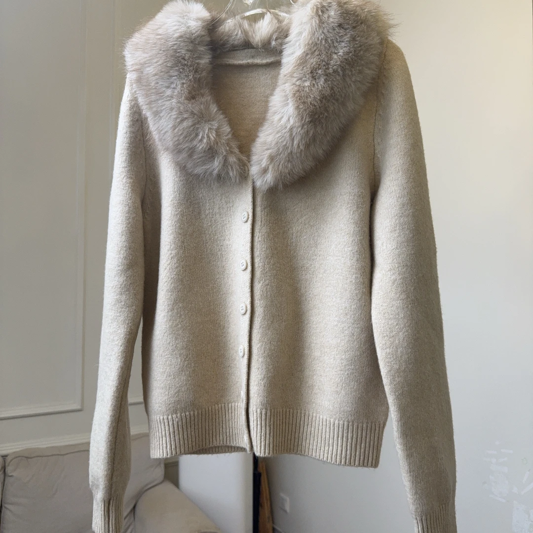 958原创韩版 可拆卸毛领毛衣百搭显廋优雅毛衫