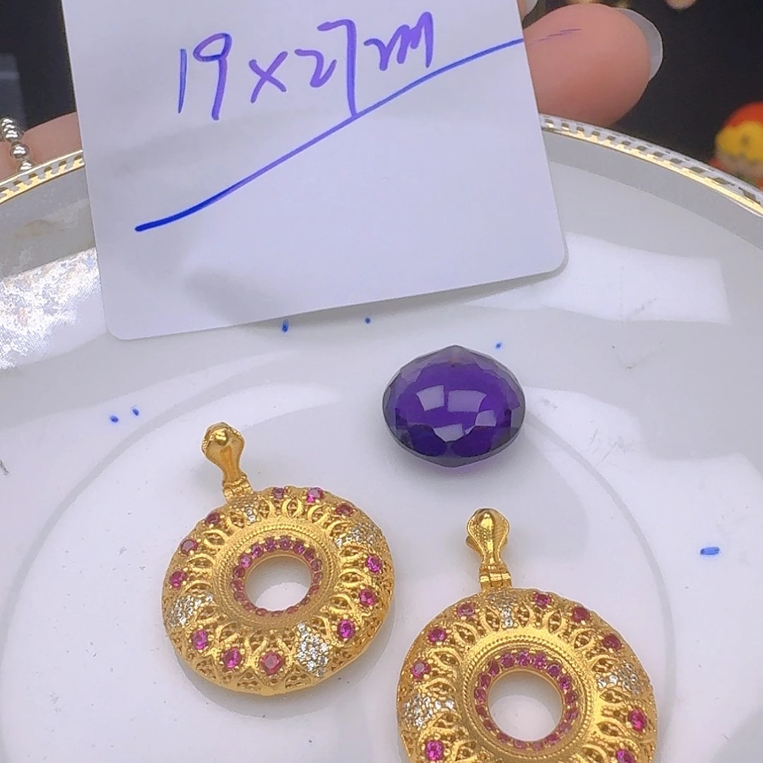 颈饰银S925镶嵌紫晶紫水晶925镶嵌25