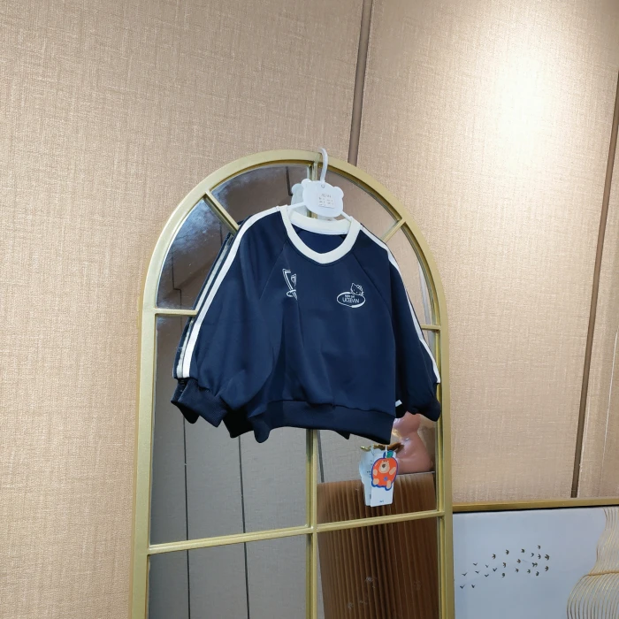 AG386    宝宝蓝色小桃心领单层卫衣