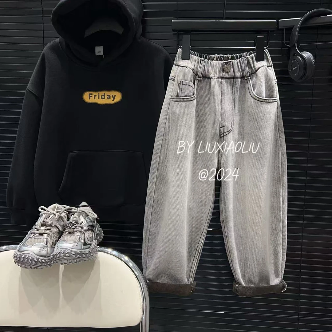 杭州六小六正版 BY LIUXIAOLIU冬季儿童加绒牛仔裤15240