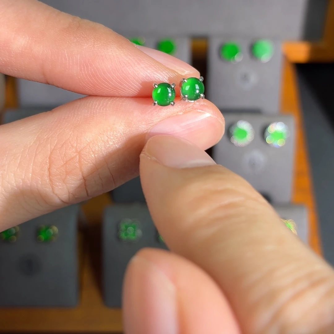 翡翠银S925镶嵌耳饰耳饰