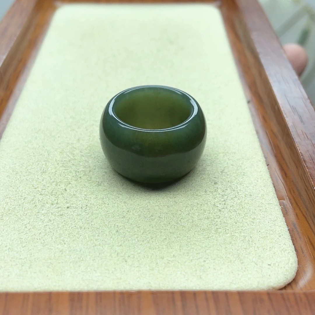 未镶嵌戒指和田玉125切末蓝带糖大宽胎16.5号