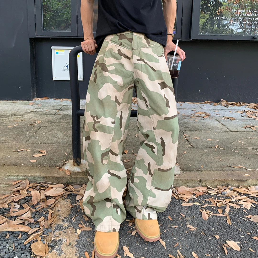 Holocene美式潮牌迷彩裤廓形弯刀工装裤嘻哈街头风宽松长裤CK6859