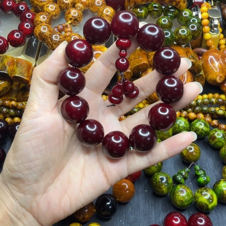 松木琥珀木文玩手串